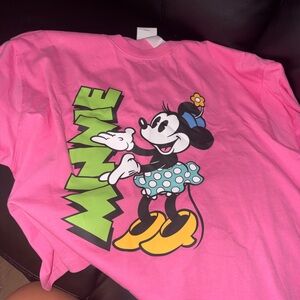 Disney Minnie Mouse Pink Tee with Green Lettering